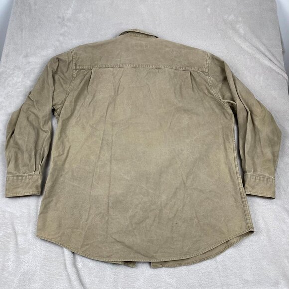 Woolrich Men's Shirt Large Long-Sleeve Button-Up Khaki With Dual Flap Pockets - Picture 12 of 12